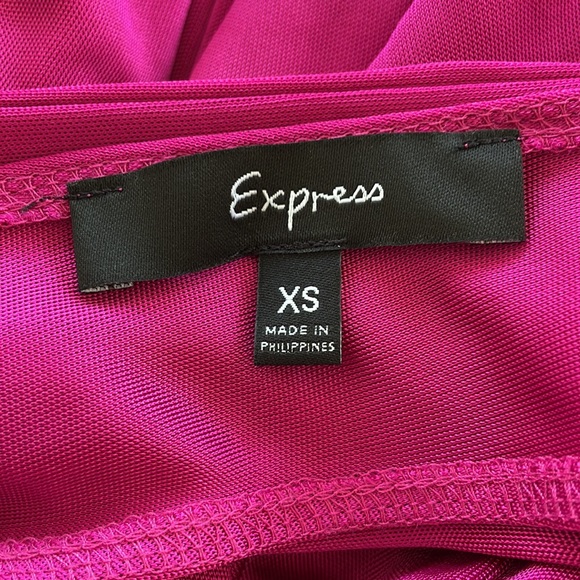 Express magenta pink backless cowl neck satin stretch dress size XS - Picture 8 of 9